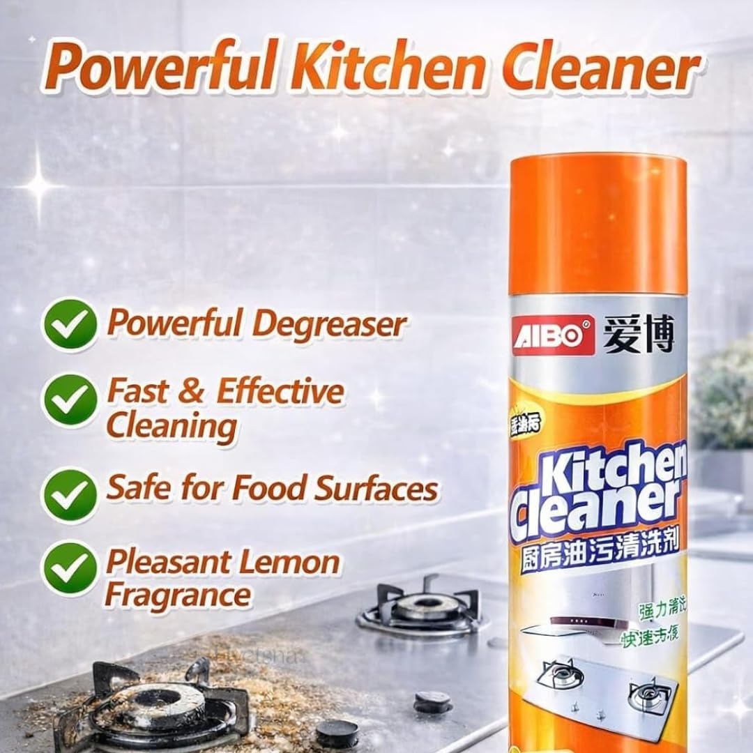 Kitchen Foam Cleaner Spray | Strong Grease & Stain Remover