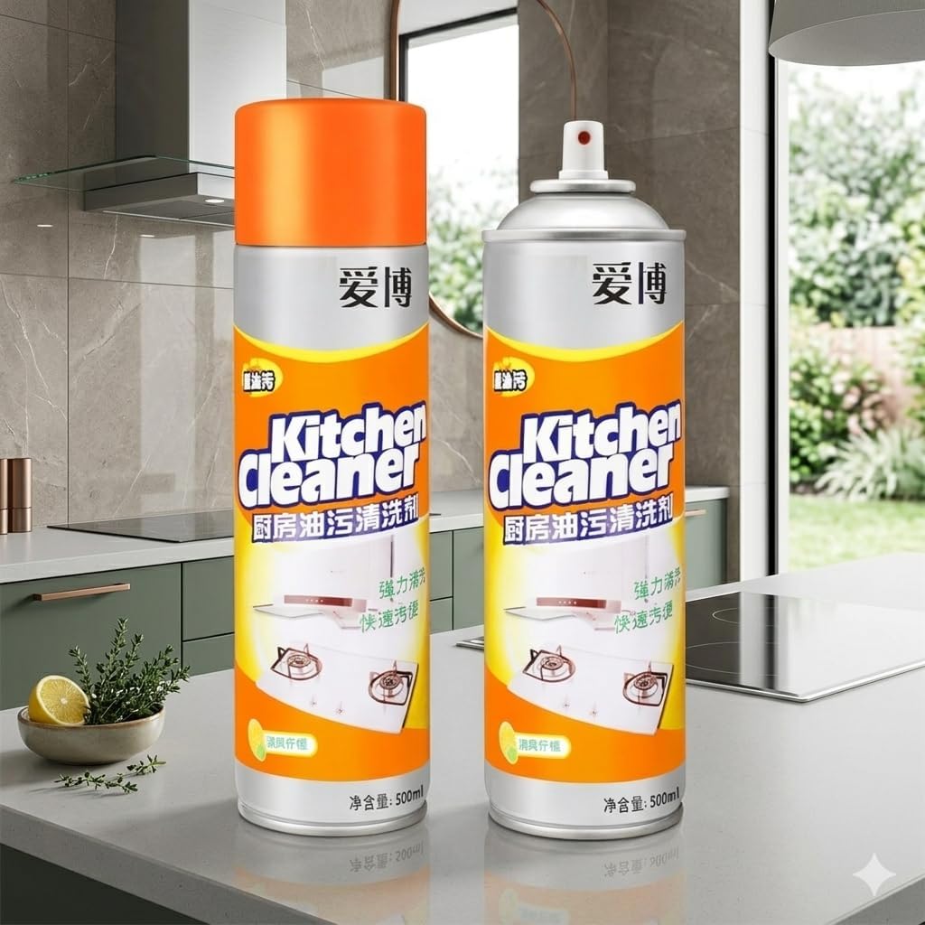 Kitchen Foam Cleaner Spray | Strong Grease & Stain Remover
