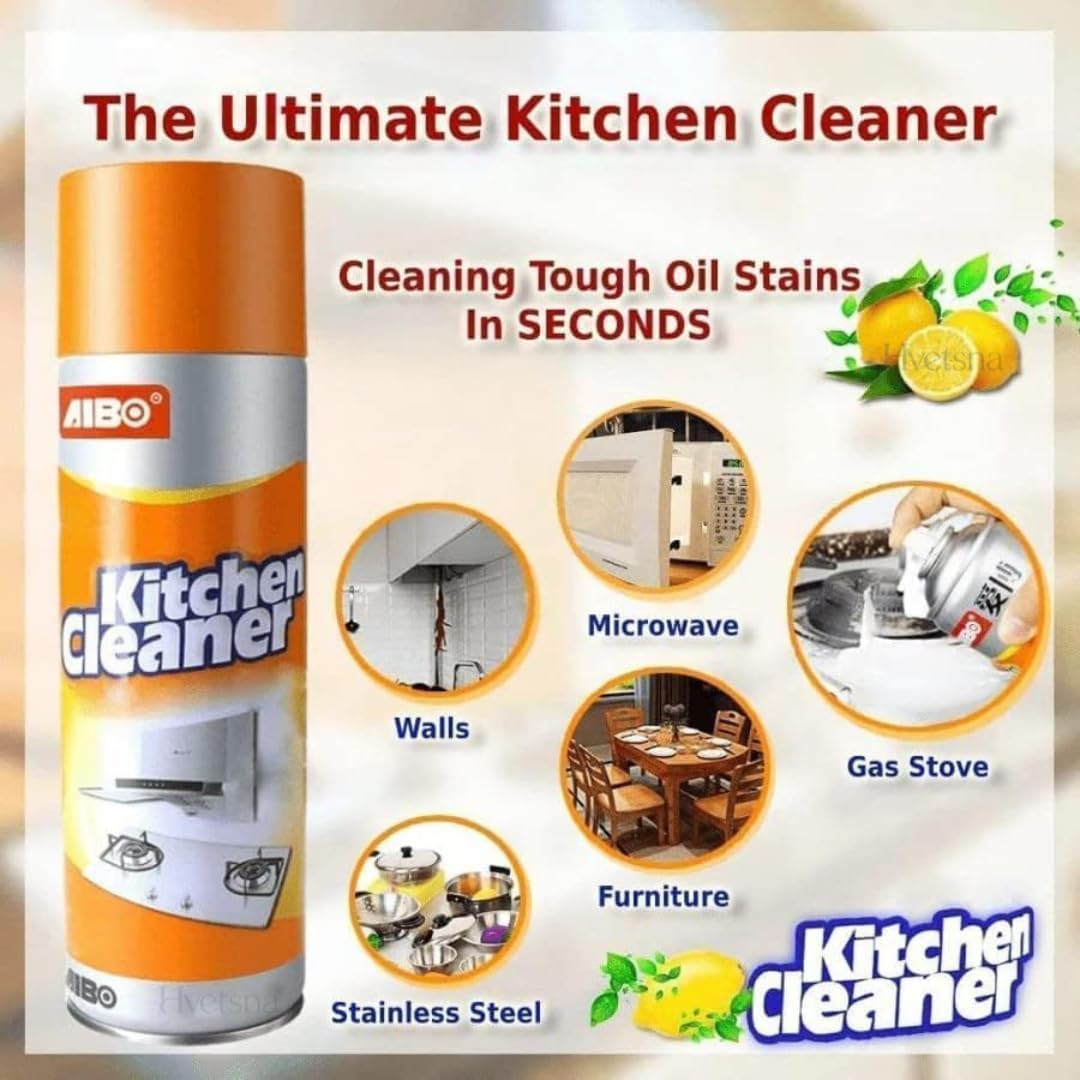 Kitchen Foam Cleaner Spray | Strong Grease & Stain Remover