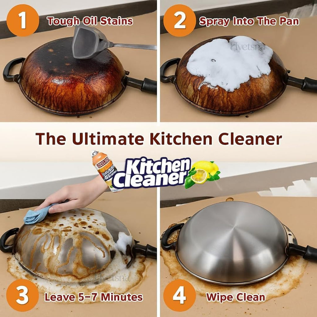 Kitchen Foam Cleaner Spray | Strong Grease & Stain Remover